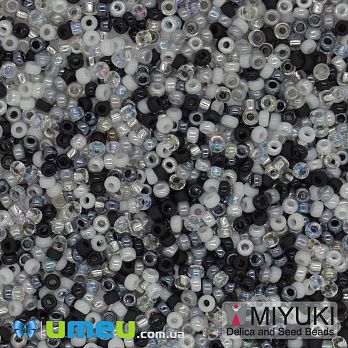 Бісер японський Miyuki круглий RR 15/0 №MIX23, Мікс чорно-білий (BIS-045859)