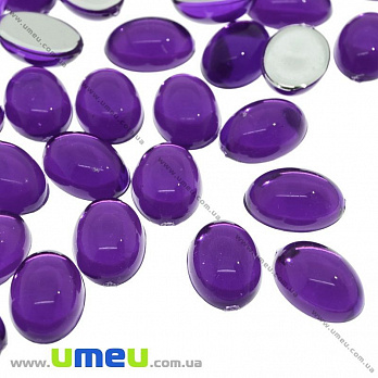 Кабошон пластиковий, Овал, 14х10 мм, Фіолетовий (KAB-022054)
