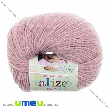 Пряжа Alize Baby Wool 50 г, 175 м, Розовая бледная 161, 1 моток (YAR-025232)