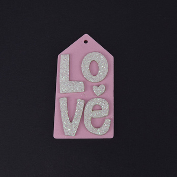 Декоративний виріб із фоамірана Бирка Love, 8х4 см, Рожева (FOM-061239)