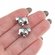 Намистини мет. Собака, 13х13 мм, Античне срібло (BUS-007438)