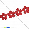 Тесьма тисненая Цветы, 20 мм, Красная, 1 м (LEN-014536)