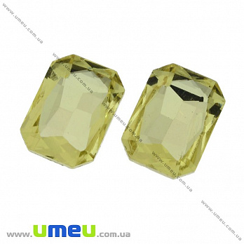 Ріволі скляний, Прямокутний гранований, 18х13 мм, Жовтий (KAB-021978)