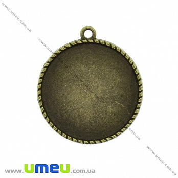 Основа круглая с короной, 31х27 мм, 25 мм, Античная бронза, 1 шт (OSN-028203)