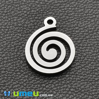 Підвіска з нержавіючої сталі Спіраль, 15х11, 5 мм, Темне срібло (STL-043162)