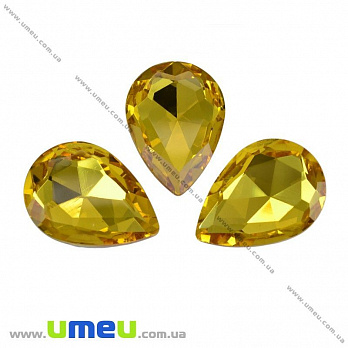 Ріволі скляний, Крапля гранована, 25х18 мм, Жовтий (KAB-008050)