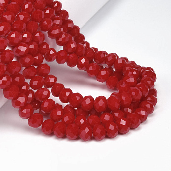 Намистини ронделі, 8х6 мм, Червоні (BUS-057139)