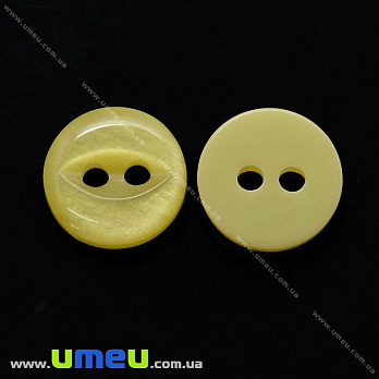 Пуговица пластиковая Круглая, 11,5 мм, Желтая, 1 шт (PUG-021363)