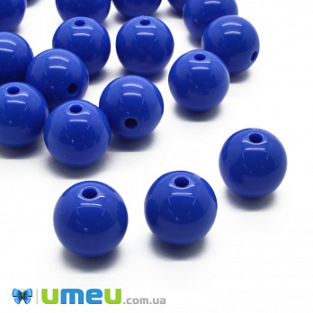 Бусина пластиковая Круглая, 14 мм, Синяя, 1 шт (BUS-047342)