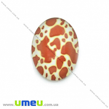 Кабошон скляний з принтом Плямистий, 25х18 мм, Овал (KAB-013707)