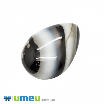 Кабошон нат. камінь Агат чорний, Крапля, 24,8 х18,1 мм (KAB-050630)