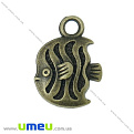 Підвіска метал. Рибка (двостор.), 15х11 мм, Антична бронза (POD-021076)