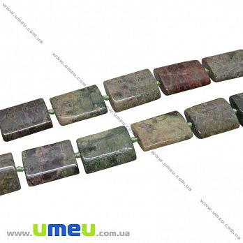 [Архів] Намистина натуральний камінь Епидот, 25х18 мм, прямокутна плоска (BUS-035486)
