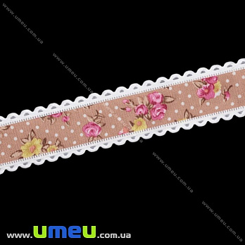 Тасьма гобеленова в горошок, 25 мм, Бежева (LEN-025637)