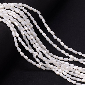 Намистини Перламутр білий, Натур. камінь, 7х4 мм, Крапля (BUS-056122)