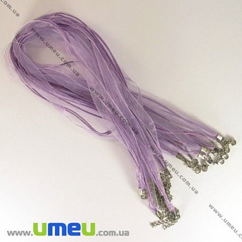 [Архів] Основа на шию (органза і вощений шнур), Бузкова, 46 см, 10 мм (OSN-001365)