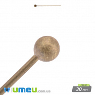 Гвоздики з кулькою, Антична бронза, 3,0 см, 0,5 мм, 1 шт (PIN-012396)