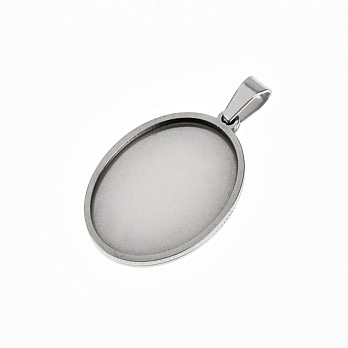 Основа овальна з нерж. сталі, 30х20 мм, 25х18 мм, Темне срібло (STL-059494)