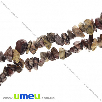 Скол (крошка) натуральный камень Яшма леопардовая, 5-8 мм, 1 нить, (88-90 см), (BUS-013798)