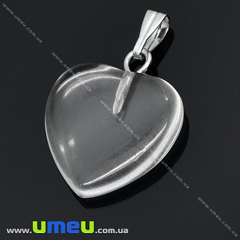 Подвеска Сердце из натурального камня, Кварц прозрачный, 25х18 мм, 1 шт (POD-009262)
