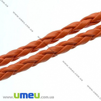 Плетенный искусственный кожаный шнур, Оранжевый, 3 мм, 1 м (LEN-007361)