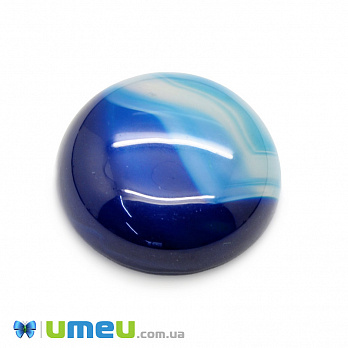 Кабошон нат. камінь Агат синій, Круглий, 20,3 мм (KAB-049990)