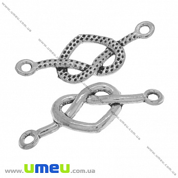 [Архів] Конектор металевий Серце, 33х13 мм, Античне срібло (KON-036758)