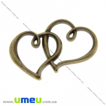[Архів] Підвіска металева Серця, Антична бронза, 32х20 мм (POD-001203)