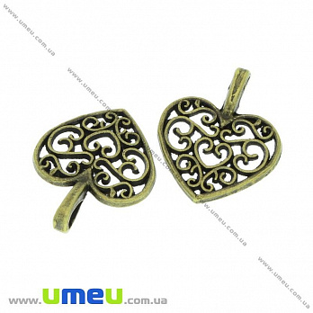 [Архів] Підвіска металева Серце ажурне, Антична бронза, 18х15 мм (POD-032660)