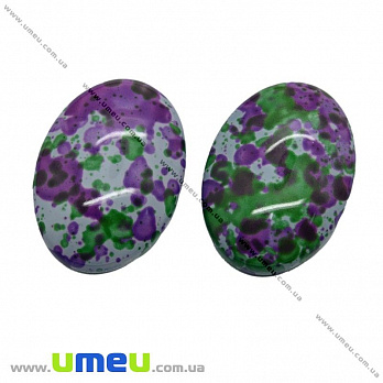 Кабошон скляний забарвлений, 18х13 мм, Фиолетово-зелений, Овал (KAB-011747)