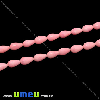 Намистина натуральний камінь Корал кораловий, 9х5 мм, Крапля (BUS-023710)