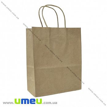 Подарунковий пакет з крафт паперу, 27х21х11 см, Бежевий (UPK-036290)