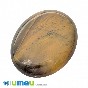 Кабошон нат. камінь Тигрове око, Овал, 40,3 х30,4 мм (KAB-050019)