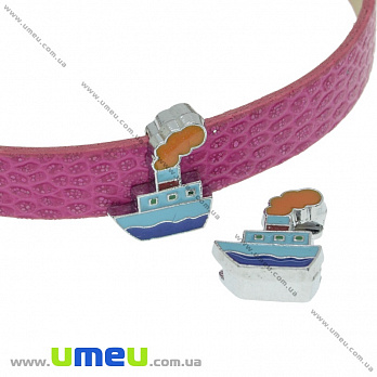 [Архів] Намистина під ремінець Кораблик, 12х10 мм, Темне срібло (BUS-036252)