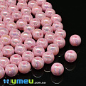 Бусины пластиковые радужные, Круглые, 8 мм, Розовые (BUS-047173)