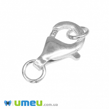 Замок-карабін з кільцями Срібло (925 проба), 16х10 мм (SER-046931)