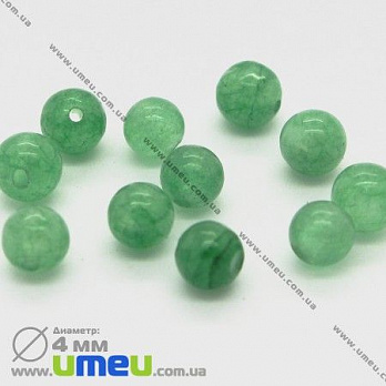 [Архив] Бусина натуральный камень Нефрит зеленый, 4 мм, Круглая, 1 шт (BUS-004902)
