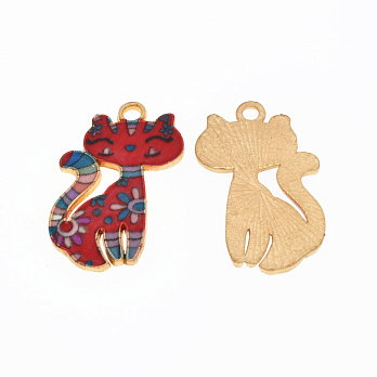 Підвіска метал. Кішка червона, 26х17 мм, Золото (POD-054764)