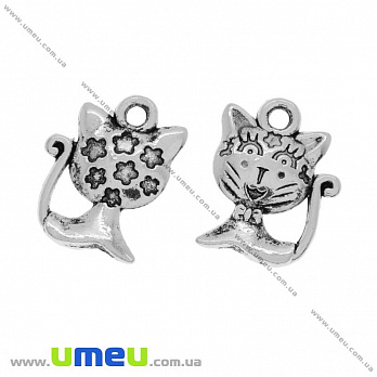 [Архів] Підвіска метал. Кішка, 16х12 мм, Античне срібло (POD-028276)