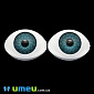 Очі клейові для ляльок, 22,5х16 мм, Блакитні, 1 пара (DIF-049680)