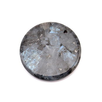 Підвіска Кругла плоска, Натур. камінь Ларвікіт, 30 мм (POD-058643)