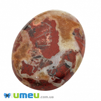 Кабошон нат. камінь Яшма брекчієва, Овал, 40х30 мм (KAB-050037)