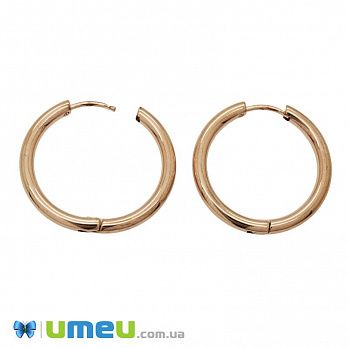 Сережки-кільця Huggie з нержавіючої сталі, 23х23х2,5 мм, Рожеве золото (STL-047293)