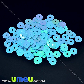 Пайетки Китай круглые, 6 мм, Голубые АВ, 5 г (PAI-013116)