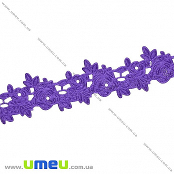 Тесьма тисненая Розочки, 20 мм, Фиолетовая, 1 м (LEN-025675)