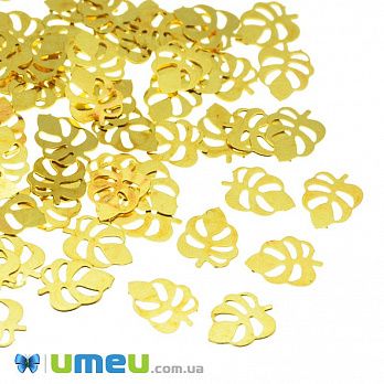 Декоративний елемент Листик, 5х3,5х0,1 мм, Золото (DIF-047125)