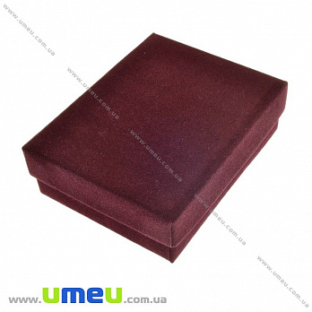 Подарочная коробочка Прямоугольная бархатная, 9х7х3 см, Бордовая, 1 шт (UPK-023144)
