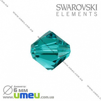 [Архів] Намистина Swarovski 5301 Blue Zircon, 6х6 мм, Біконус (BUS-003167)