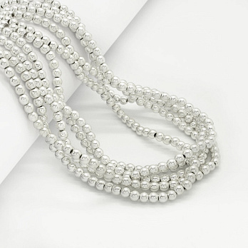 Намистини Гематит, Натур. камінь, 4,5 мм, Круглі, З покриттям, Сріблясті (BUS-053999)