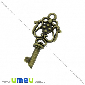 [Архів] Підвіска металева Ключик, Антична бронза, 26х12 мм (POD-028307)